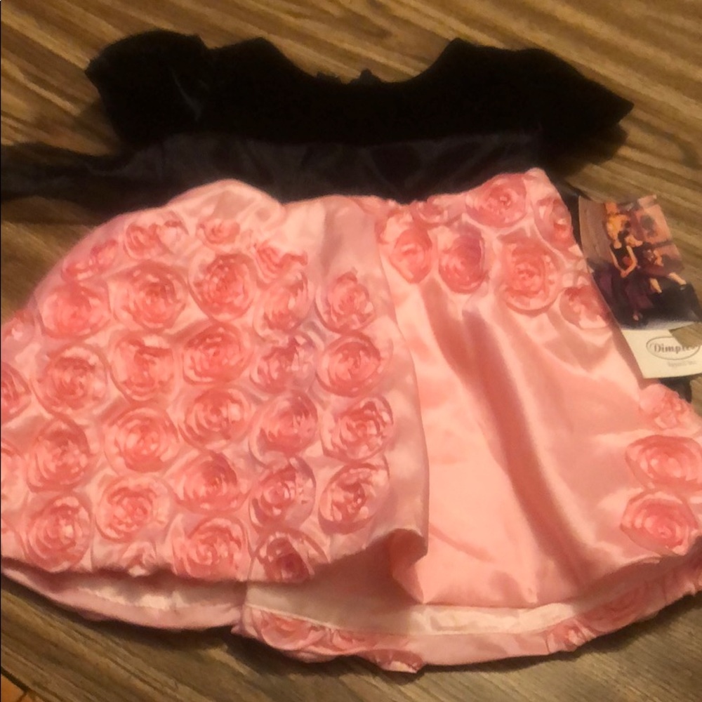 Dimples Elegant Pink and Black Dress 12 Months